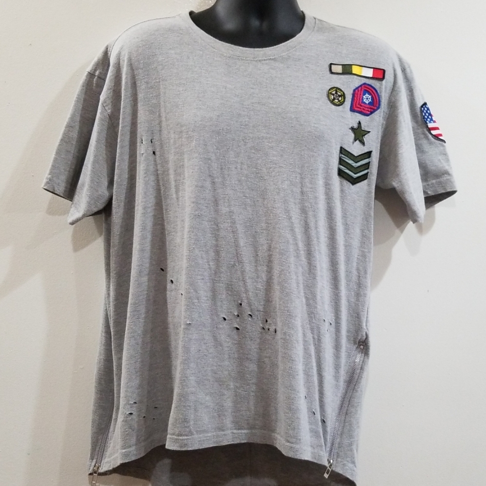 7 souls men's damaged distressed shirt
